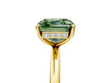 Yellow gold Fancy Green Asscher  Solitaire Diamond Ring with a Classic Band and Four-Prong Setting