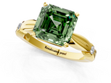 Yellow gold Fancy Green Asscher  Solitaire Diamond Twisted Band with Four-Prong Setting_1