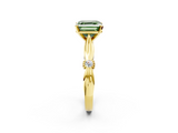 Yellow gold Fancy Green Asscher  Solitaire Diamond Twisted Band with Four-Prong Setting_2