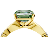 Yellow gold Fancy Green Asscher  Solitaire Diamond Twisted Band with Four-Prong Setting_4