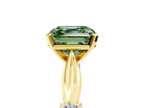 Yellow gold Fancy Green Asscher  Solitaire Diamond Twisted Band with Four-Prong Setting_5