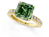 Yellow gold Fancy Green Asscher  Solitaire Diamond with Pavé Band and Four-Prong Setting_19