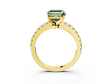 Yellow gold Fancy Green Asscher  Solitaire Diamond with Pavé Band and Four-Prong Setting_21