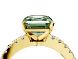 Yellow gold Fancy Green Asscher  Solitaire Diamond with Pavé Band and Four-Prong Setting_22