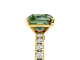 Yellow gold Fancy Green Asscher  Solitaire Diamond with Pavé Band and Four-Prong Setting_23