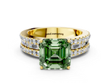 Yellow gold Fancy Green Asscher  Solitaire Diamond with Pave and Channel Set Band_16