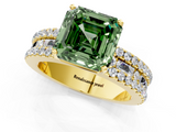 Yellow gold Fancy Green Asscher  Solitaire Diamond with Pave and Channel Set Band_17
