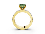 Yellow gold Fancy Green Asscher  Solitaire Diamond with Pave and Channel Set Band_19