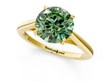 Yellow gold Fancy Green Asscher  Solitaire Engagement Ring with Four-Prong Setting and Classic Band 1