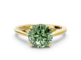 Yellow gold Fancy Green Asscher  Solitaire Engagement Ring with Four-Prong Setting and Classic Band