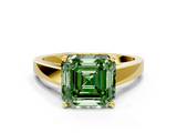 Yellow gold Fancy Green Asscher  Solitaire Engagement Ring with Four-Prong Setting and Tapered Band_21