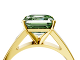 Yellow gold Fancy Green Asscher  Solitaire Engagement Ring with Four-Prong Setting and Tapered Band_25