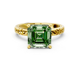 Yellow gold Fancy Green Asscher  Solitaire Engagement Ring with Scrollwork Band and Four-Prong Setting_18