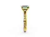Yellow gold Fancy Green Asscher  Solitaire Engagement Ring with Scrollwork Band and Four-Prong Setting_20