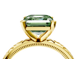 Yellow gold Fancy Green Asscher  Solitaire Engagement Ring with Scrollwork Band and Four-Prong Setting_22