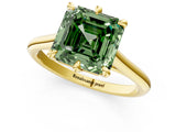 Yellow gold Fancy Green Asscher  Solitaire Engagement Ring with Six-Prong Setting and Classic Band 1