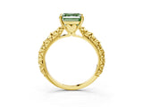 Yellow gold Fancy Green Asscher  Solitaire Floral Milgrain Engagement Ring_34