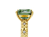 Yellow gold Fancy Green Asscher  Solitaire Floral Milgrain Engagement Ring_36