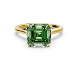 Yellow gold Fancy Green Asscher  Solitaire Heart Prong Engagement Ring with Tapered Band_57