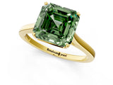 Yellow gold Fancy Green Asscher  Solitaire Heart Prong Engagement Ring with Tapered Band_58