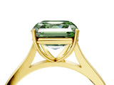 Yellow gold Fancy Green Asscher  Solitaire Heart Prong Engagement Ring with Tapered Band_61