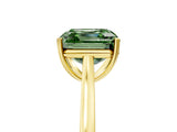 Yellow gold Fancy Green Asscher  Solitaire Heart Prong Engagement Ring with Tapered Band_62