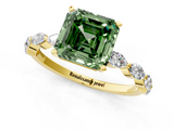 Yellow gold Fancy Green Asscher  Solitaire Marquise Side Stone Prong Setting Ring_18