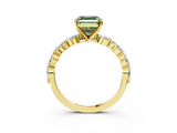 Yellow gold Fancy Green Asscher  Solitaire Marquise Side Stone Prong Setting Ring_20