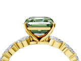 Yellow gold Fancy Green Asscher  Solitaire Marquise Side Stone Prong Setting Ring_21