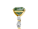 Yellow gold Fancy Green Asscher  Solitaire Marquise Side Stone Prong Setting Ring_22