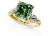Yellow gold Fancy Green Asscher  Solitaire Marquise Twist Band with Six-Prong Setting_1