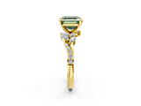 Yellow gold Fancy Green Asscher  Solitaire Marquise Twist Band with Six-Prong Setting_2