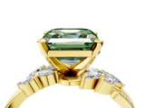 Yellow gold Fancy Green Asscher  Solitaire Marquise Twist Band with Six-Prong Setting_4
