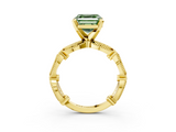Yellow gold Fancy Green Asscher  Solitaire Milgrain Diamond Engagement Ring with Bezel and Marquise Band_3