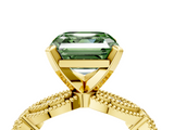 Yellow gold Fancy Green Asscher  Solitaire Milgrain Diamond Engagement Ring with Bezel and Marquise Band_4