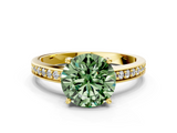 Yellow gold Fancy Green Asscher  Solitaire Pavé Band Prong Setting Ring