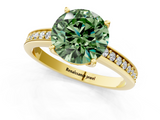 Yellow gold Fancy Green Asscher  Solitaire Pavé Band Prong Setting Ring_1