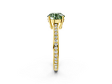 Yellow gold Fancy Green Asscher  Solitaire Pavé Band Prong Setting Ring_2