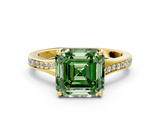 Yellow gold Fancy Green Asscher  Solitaire Pavé Band with Four-Prong Setting_17