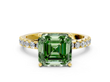 Yellow gold Fancy Green Asscher  Solitaire Pavé Band with Four-Prong Setting_17