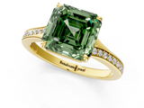 Yellow gold Fancy Green Asscher  Solitaire Pavé Band with Four-Prong Setting_18
