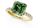 Yellow gold Fancy Green Asscher  Solitaire Pavé Band with Four-Prong Setting_18