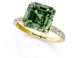 Yellow gold Fancy Green Asscher  Solitaire Pavé Diamond Engagement Ring with Four-Prong Setting_1
