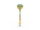 Yellow gold Fancy Green Asscher  Solitaire Pavé Diamond Engagement Ring with Four-Prong Setting_2