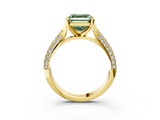 Yellow gold Fancy Green Asscher  Solitaire Pavé Diamond Engagement Ring with Four-Prong Setting_21