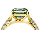 Yellow gold Fancy Green Asscher  Solitaire Pavé Diamond Engagement Ring with Four-Prong Setting_22