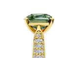 Yellow gold Fancy Green Asscher  Solitaire Pavé Diamond Engagement Ring with Four-Prong Setting_23