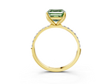 Yellow gold Fancy Green Asscher  Solitaire Pavé Diamond Engagement Ring with Four-Prong Setting_3