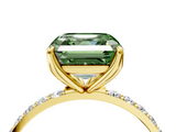 Yellow gold Fancy Green Asscher  Solitaire Pavé Diamond Engagement Ring with Four-Prong Setting_4