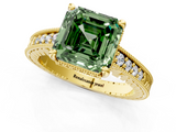 Yellow gold Fancy Green Asscher  Solitaire Pavé Diamond Milgrain Engagement Ring with Four-Prong Setting_1